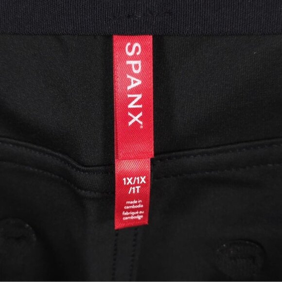 NWT SPANX LEATHER-LIKE Faux II Slim Straight Leg Pant 20528R Luxe Black Size 1X - Picture 7 of 16